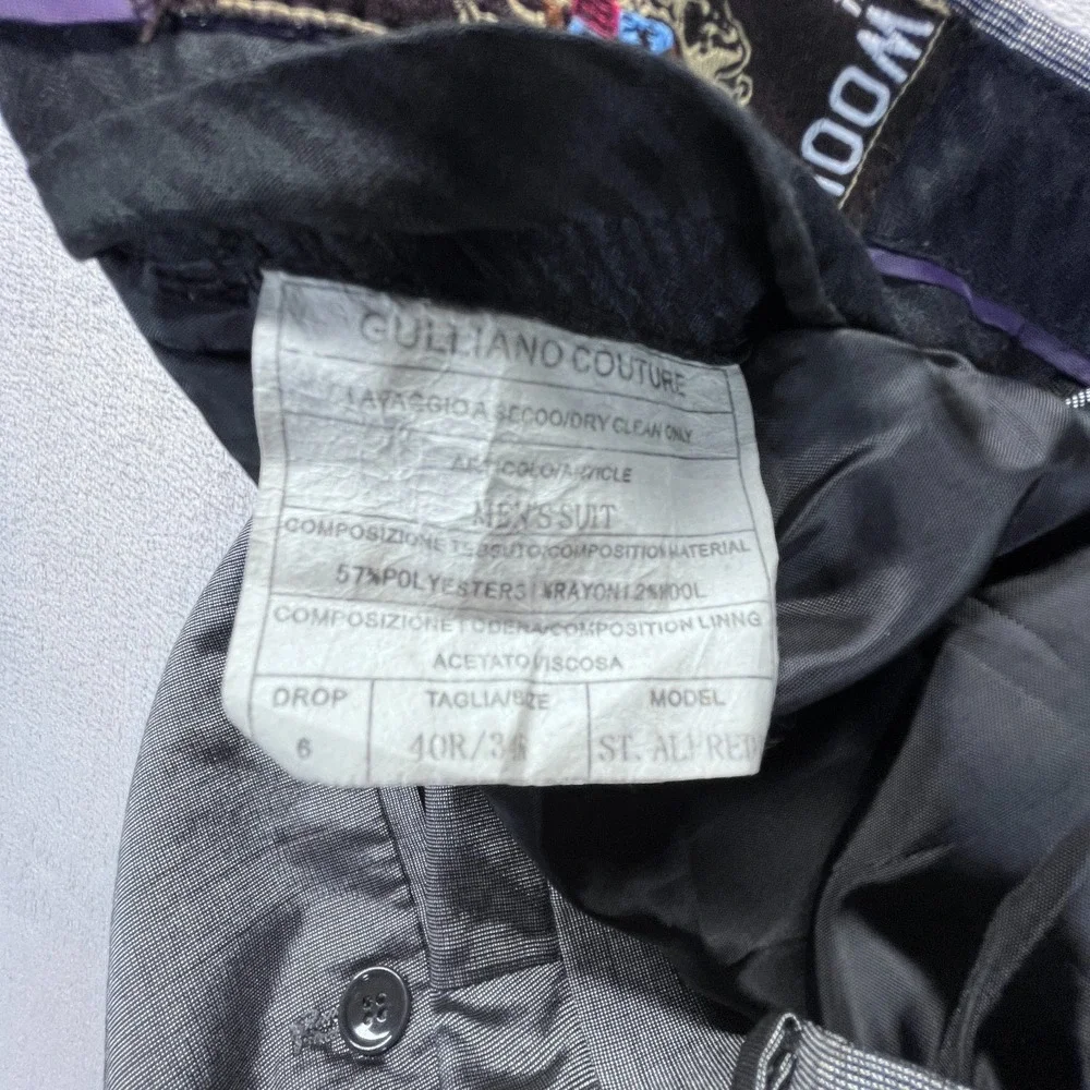 Gulliano Couture Dress Pants Mens 40R Gray Straight Leg Formal Business Office